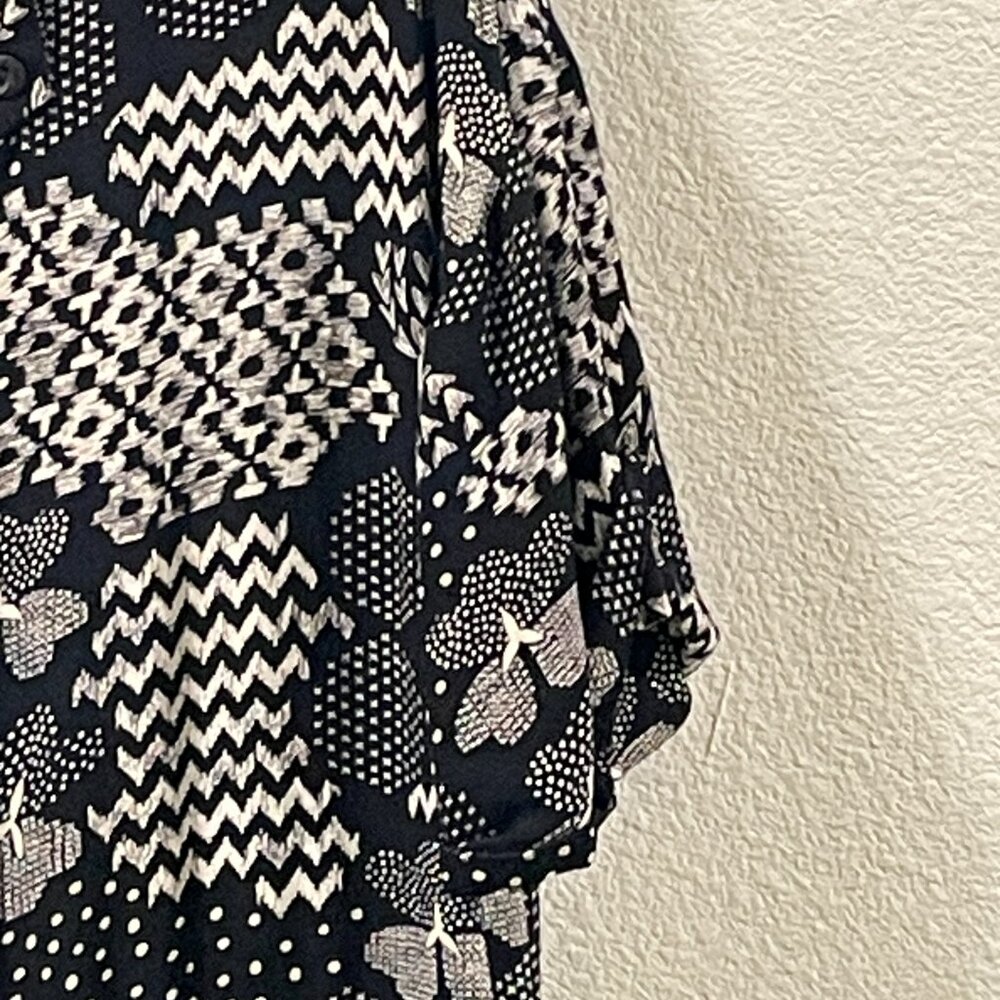 GUDRUN SJODEN "VIOLA" Button Front Short Sleeve Shirt Dress Black/White L - Picture 8 of 12